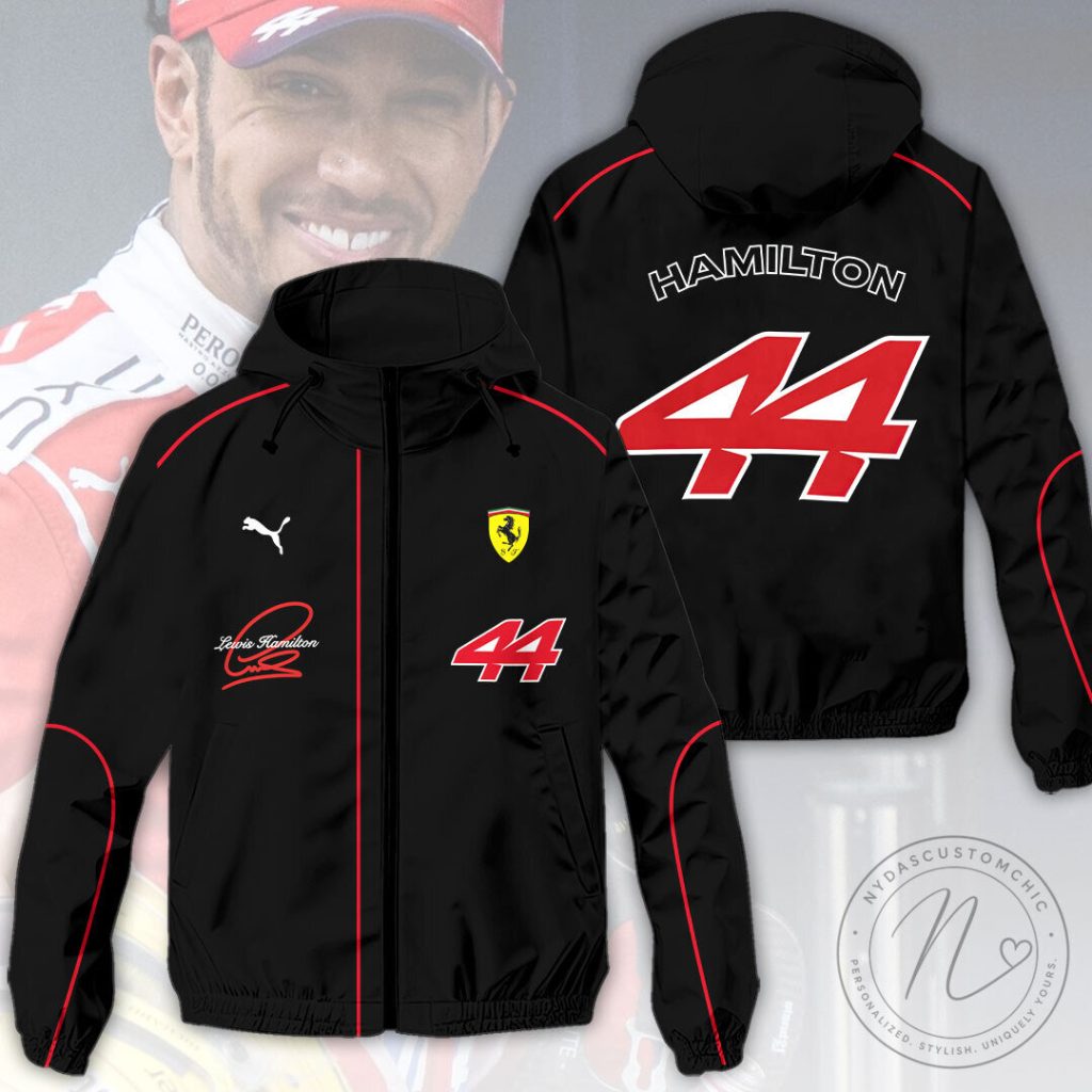 ___,,,Limited Edition Polo Lewis Hamilton 2026 21 Lewis Hamilton Formula One Racing Team Black Windbreaker Jacket