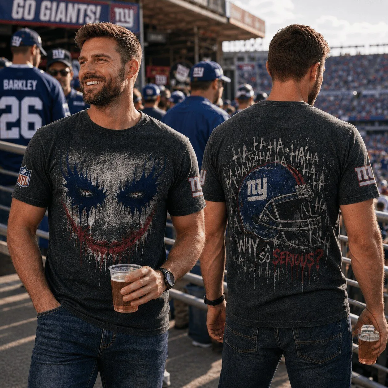 New York Giants Football Joker Face Graphic T-Shirt