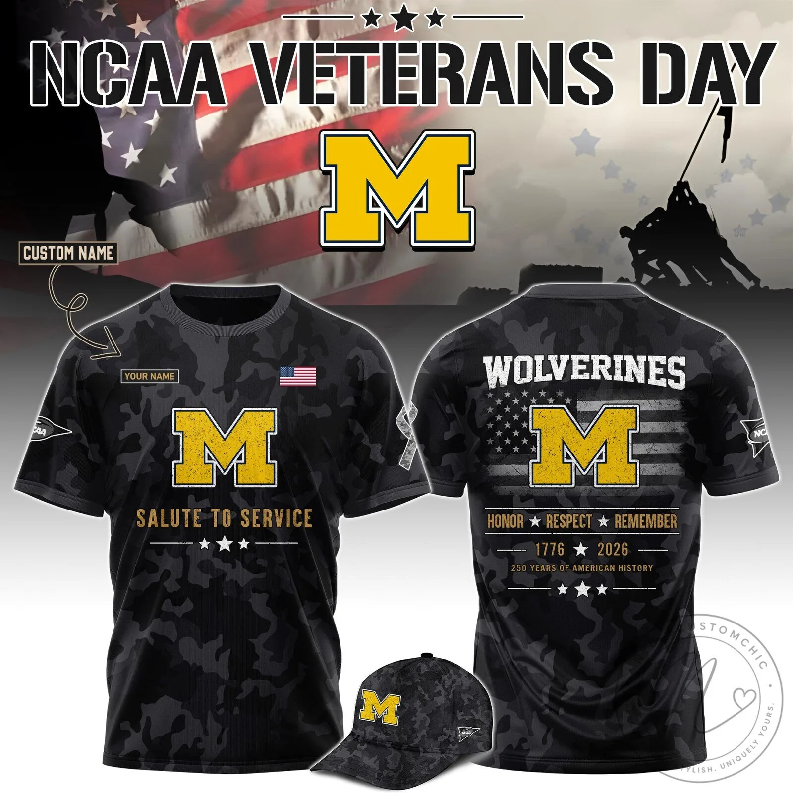 Michigan Wolverines NCAA Veterans Day Salute To Service T-Shirt