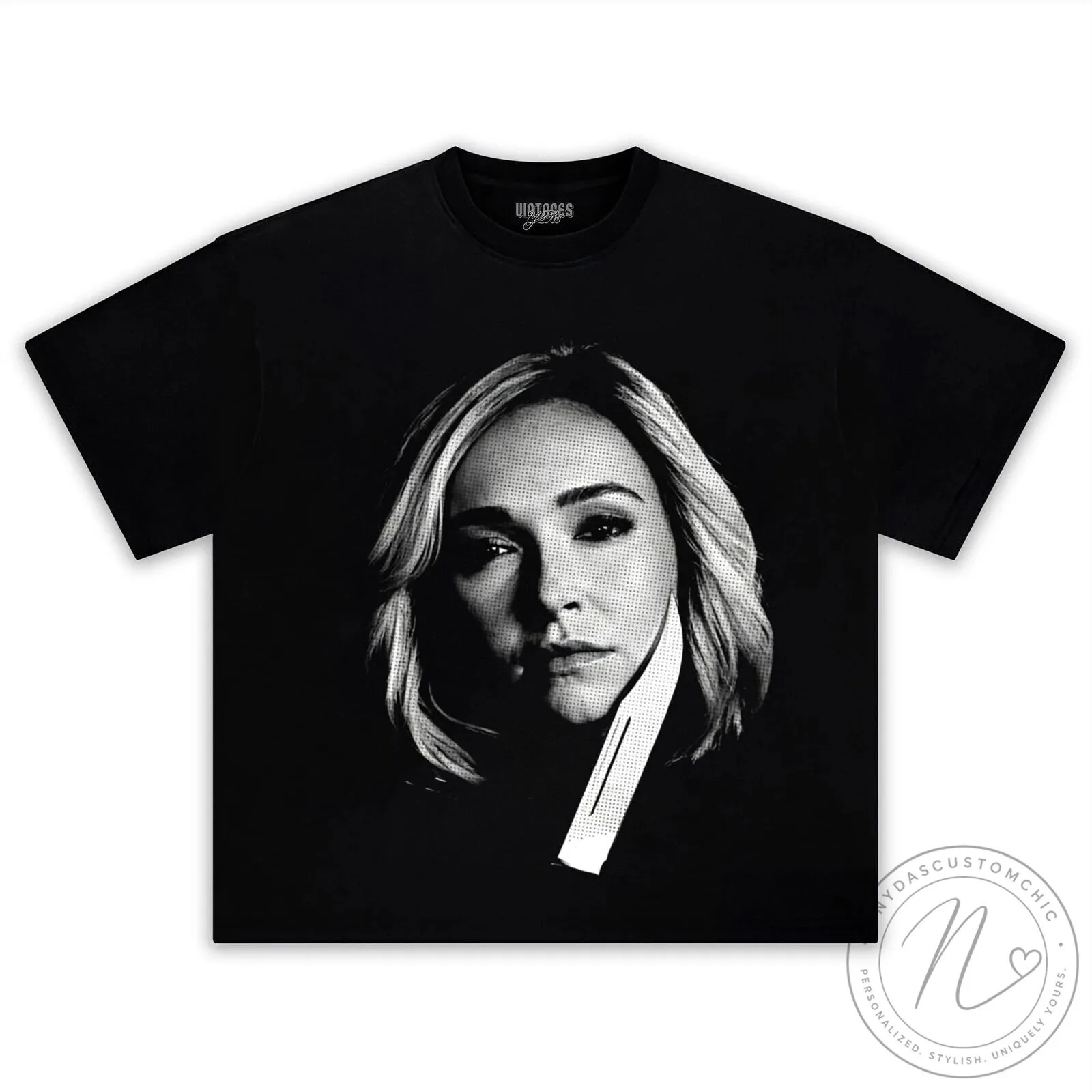 Hayden Panettiere Black and White Portrait Graphic T-Shirt