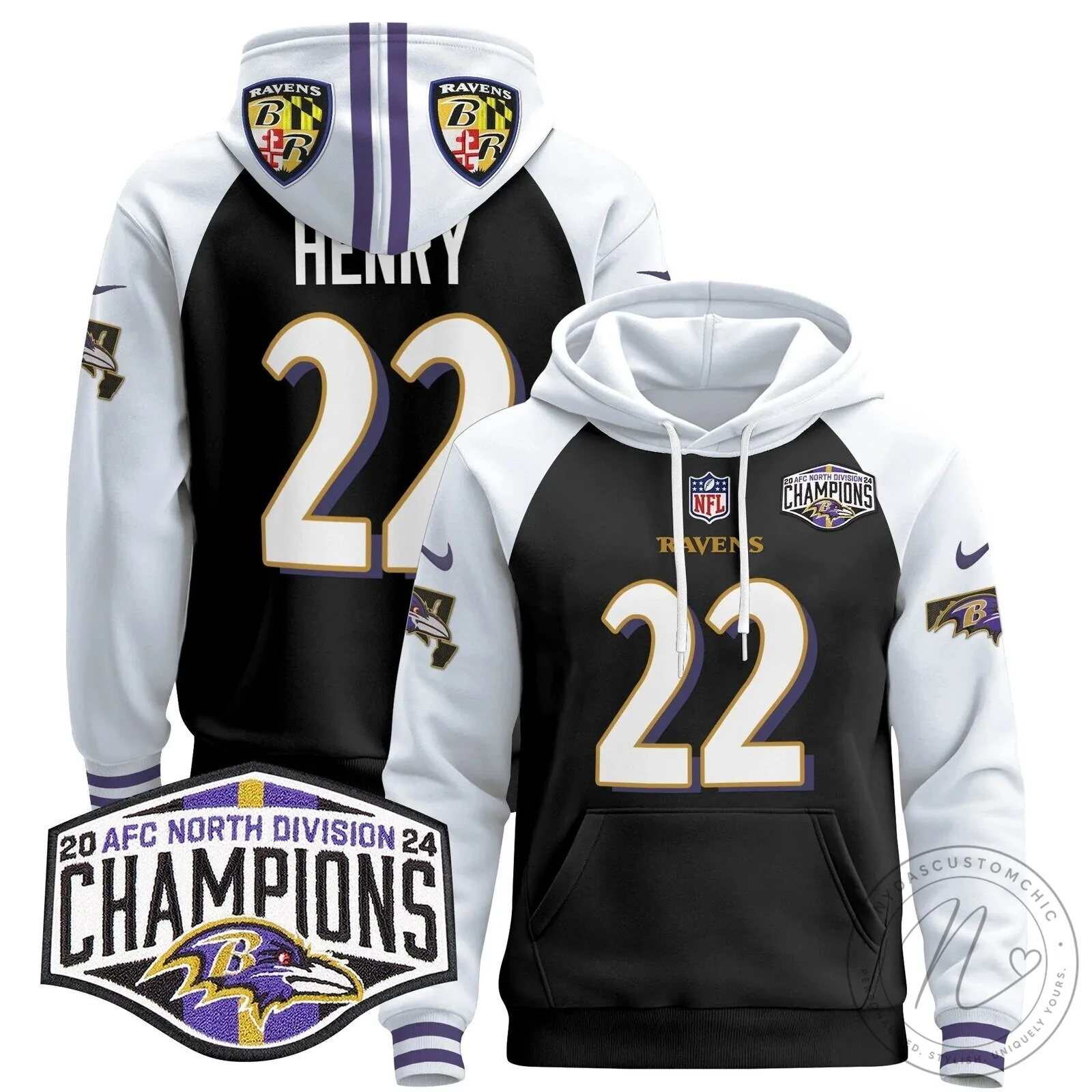 AFC North Division Champions Baltimore Ravens Derrick Henry Number 22 Hoodie