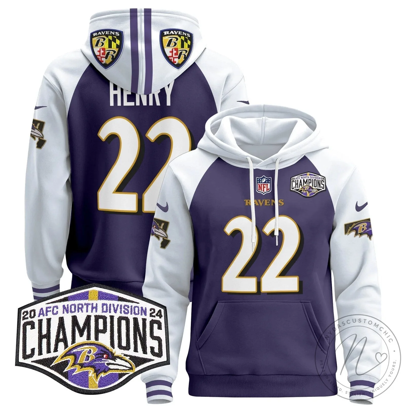AFC North Division Champions Baltimore Ravens Derrick Henry Number 22 Hoodie 56 AFC North Division Champions Baltimore Ravens Derrick Henry Number 22 Hoodie