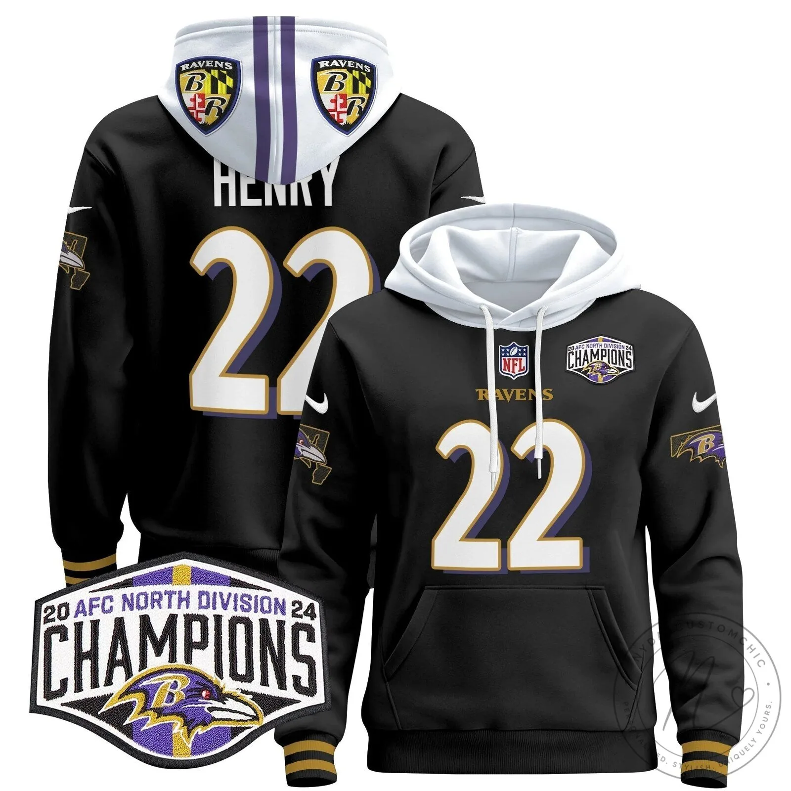 AFC North Division Champions Baltimore Ravens Derrick Henry Number 22 Hoodie 67 AFC North Division Champions Baltimore Ravens Derrick Henry Number 22 Hoodie