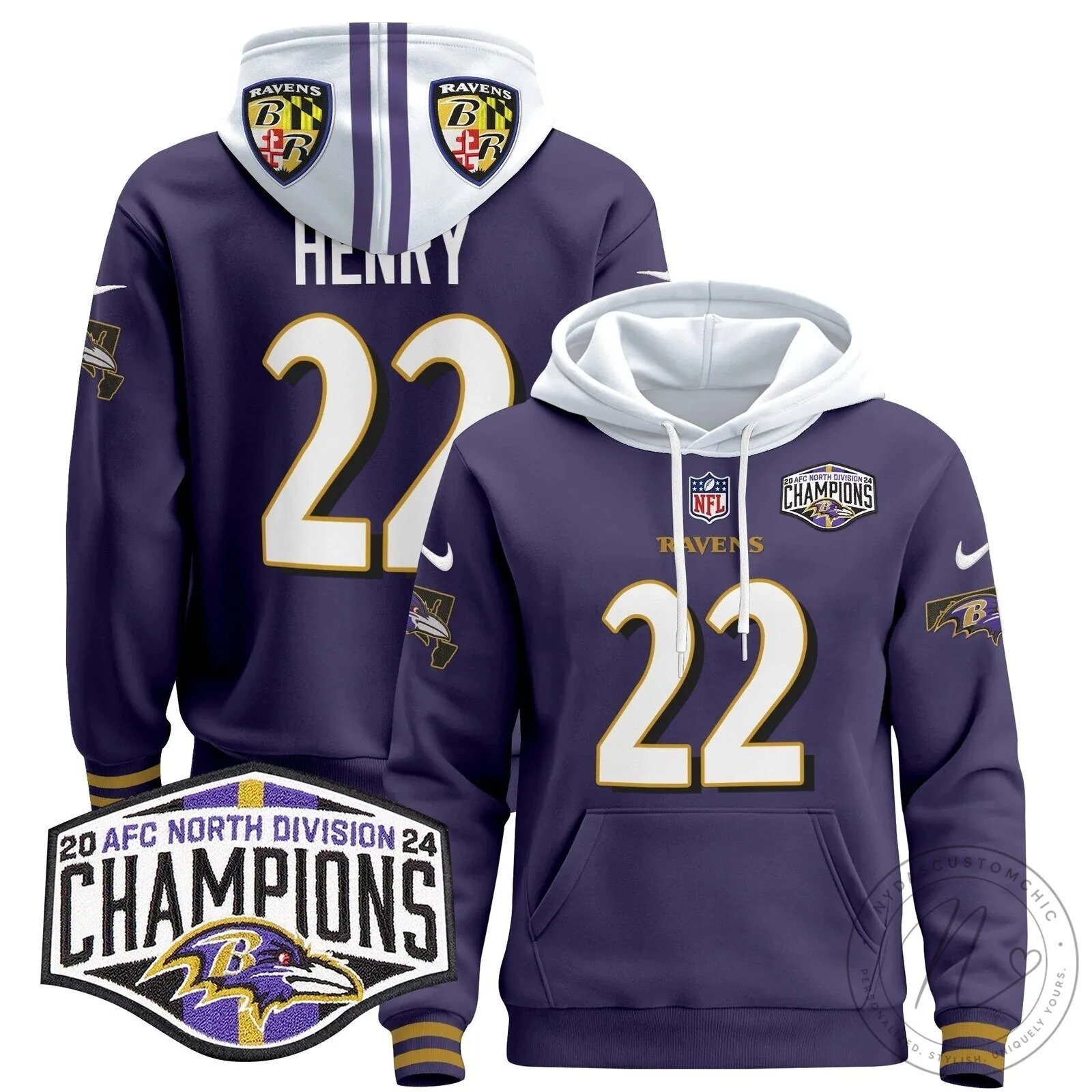 AFC North Division Champions Baltimore Ravens Derrick Henry Number 22 Hoodie 78 AFC North Division Champions Baltimore Ravens Derrick Henry Number 22 Hoodie