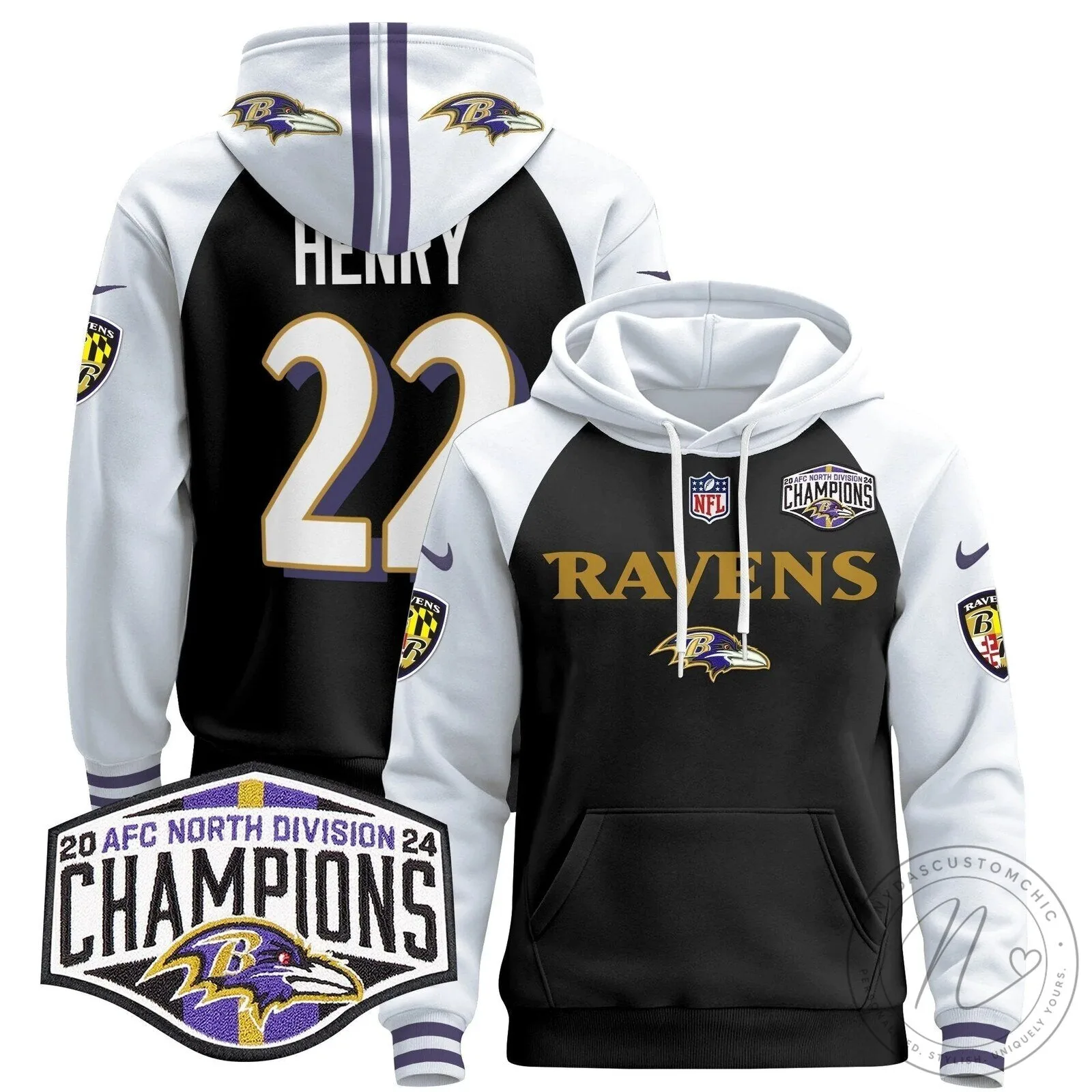 Derrick Henry Hoodie celebrating Baltimore Ravens 2024 AFC North Division Champions