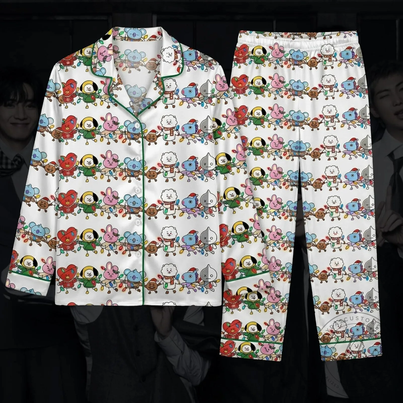 BT21 Christmas Fairy Lights Cute Stick Style Pajama Set