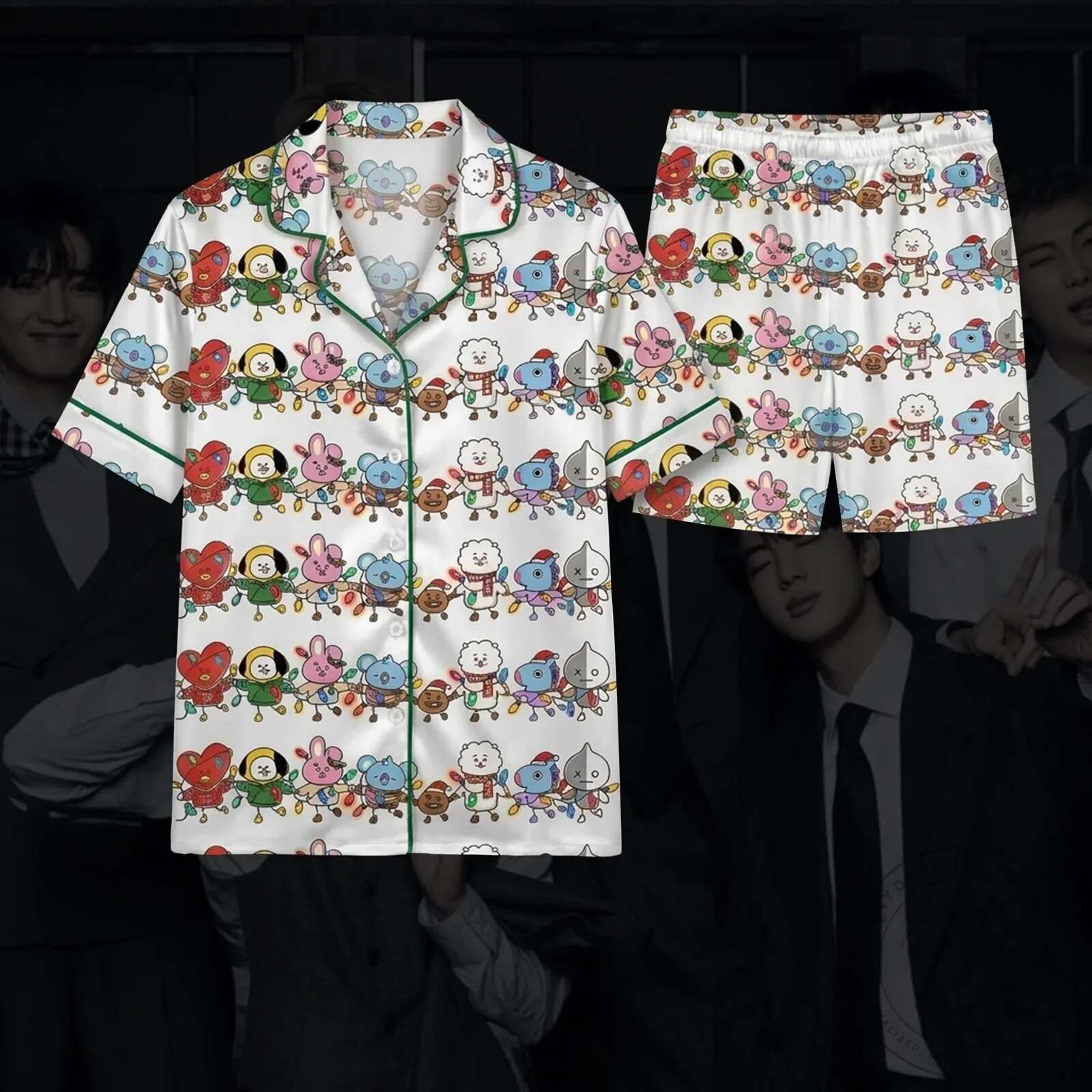 BT21 Christmas Fairy Lights Cute Stick Style Pajama Set 7 BT21 Christmas Fairy Lights Cute Stick Style Pajama Set