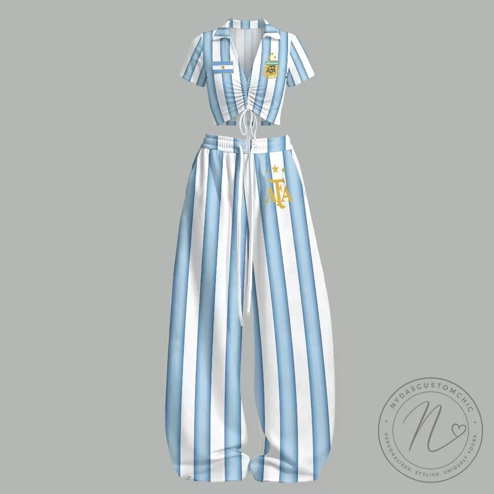 Argentina National Football Team Striped Pajamas Set