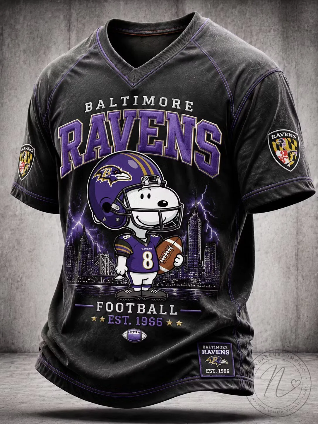 Baltimore Ravens Snoopy Football Team Black Sports Fan T-Shirt 5 Baltimore Ravens Snoopy Football Team Black Sports Fan T-Shirt