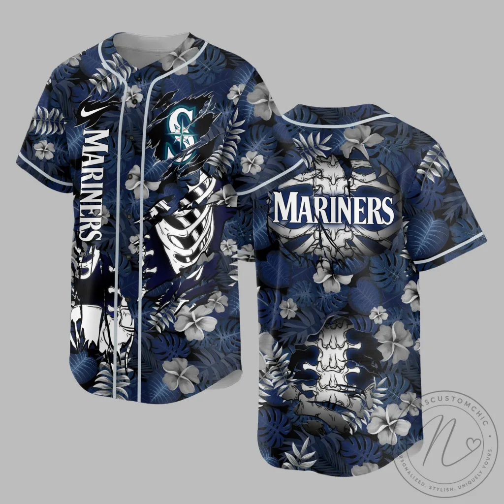 Seattle Mariners Baseball Skeleton Tropical Hawaiian Shirt Seattle Mariners Baseball Skeleton Tropical Hawaiian Shirt