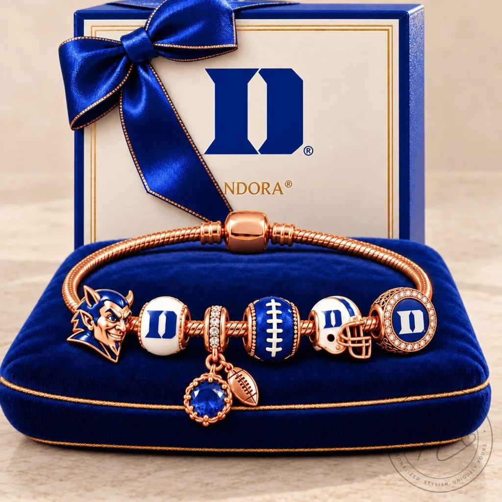 Duke Blue Devils Pandora Rose Gold Charm Bracelet Set 12 Duke Blue Devils Pandora Rose Gold Charm Bracelet Set