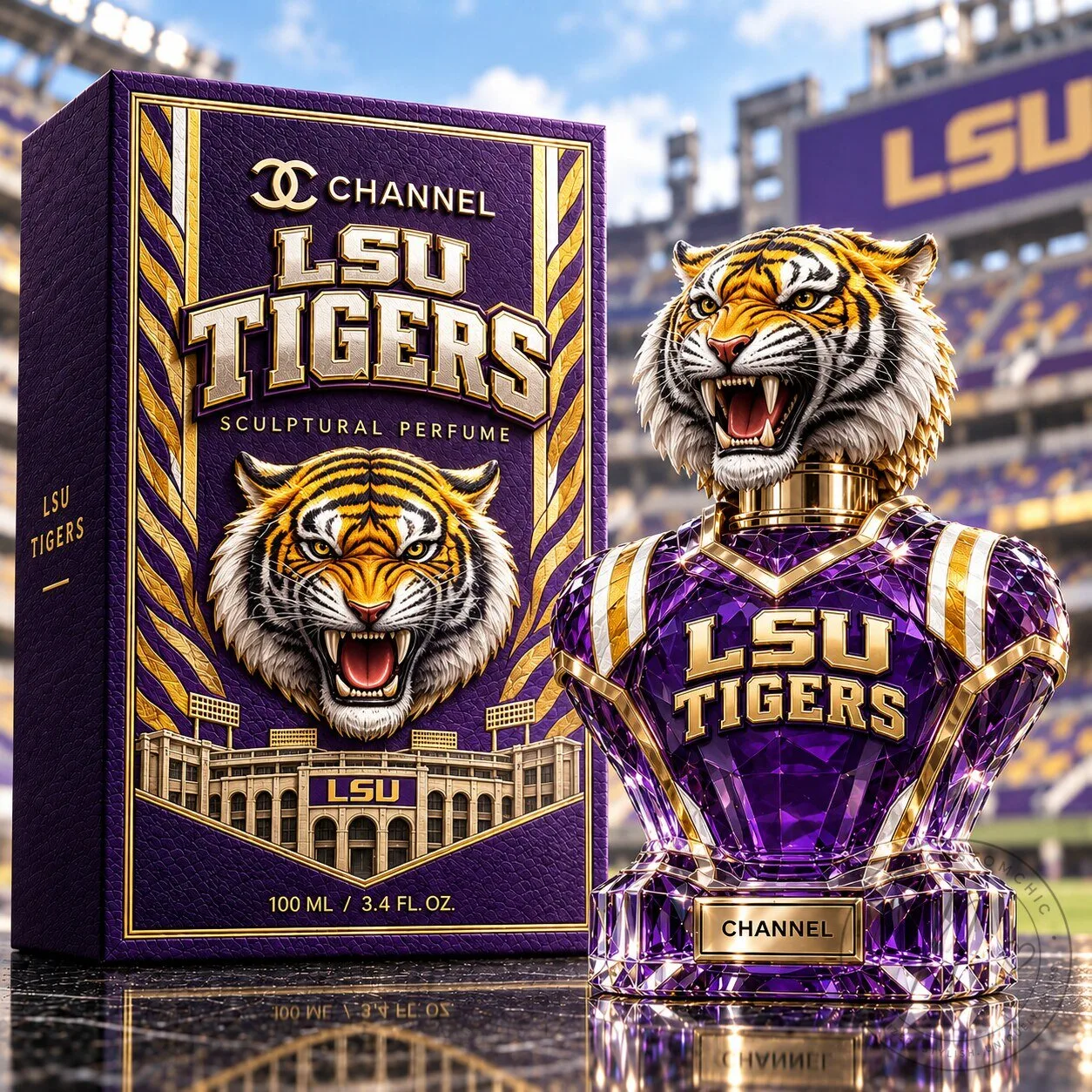 LSU Tigers Sculptural Perfume Fragrance Bottle