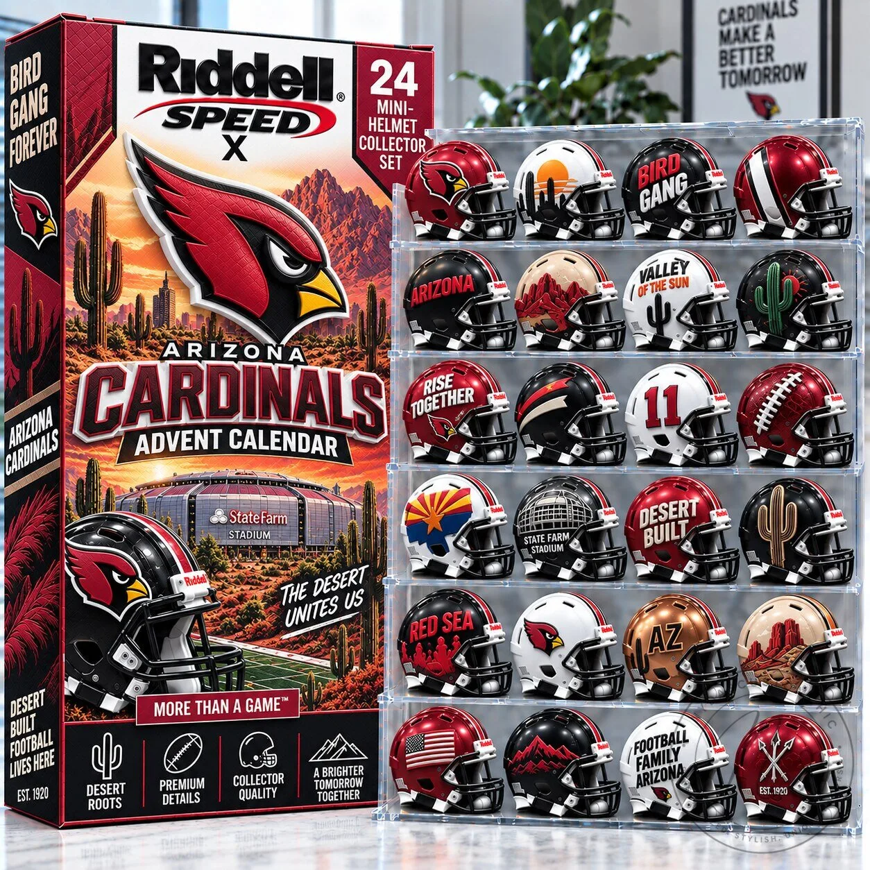 Arizona Cardinals Riddell Speed Mini Helmet Advent Calendar Collector Set