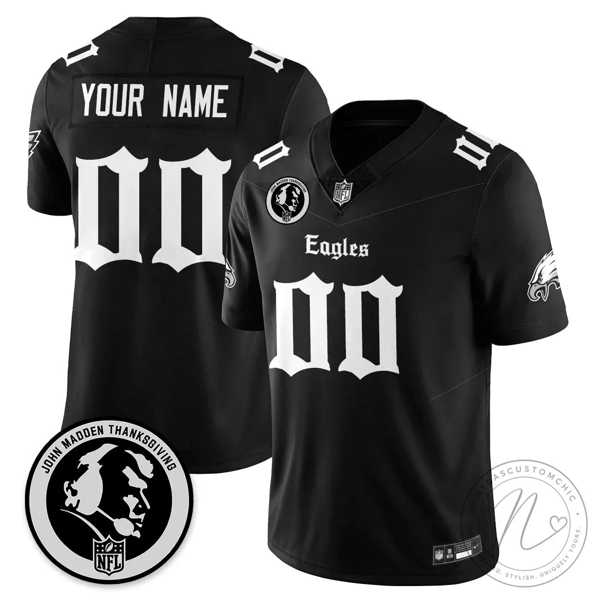 John Madden Philadelphia Eagles Gothic Football Jersey 8 John Madden Philadelphia Eagles Gothic Football Jersey