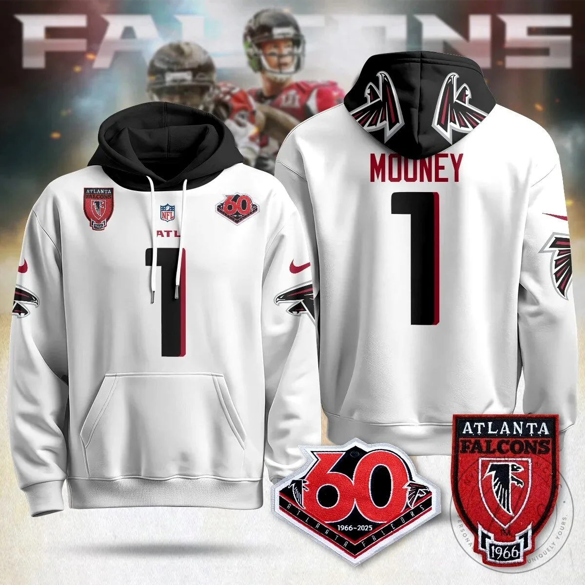 Atlanta Falcons 60th Season Kirk Cousins Black Football Hoodie 38 Atlanta Falcons 60th Season Kirk Cousins Black Football Hoodie