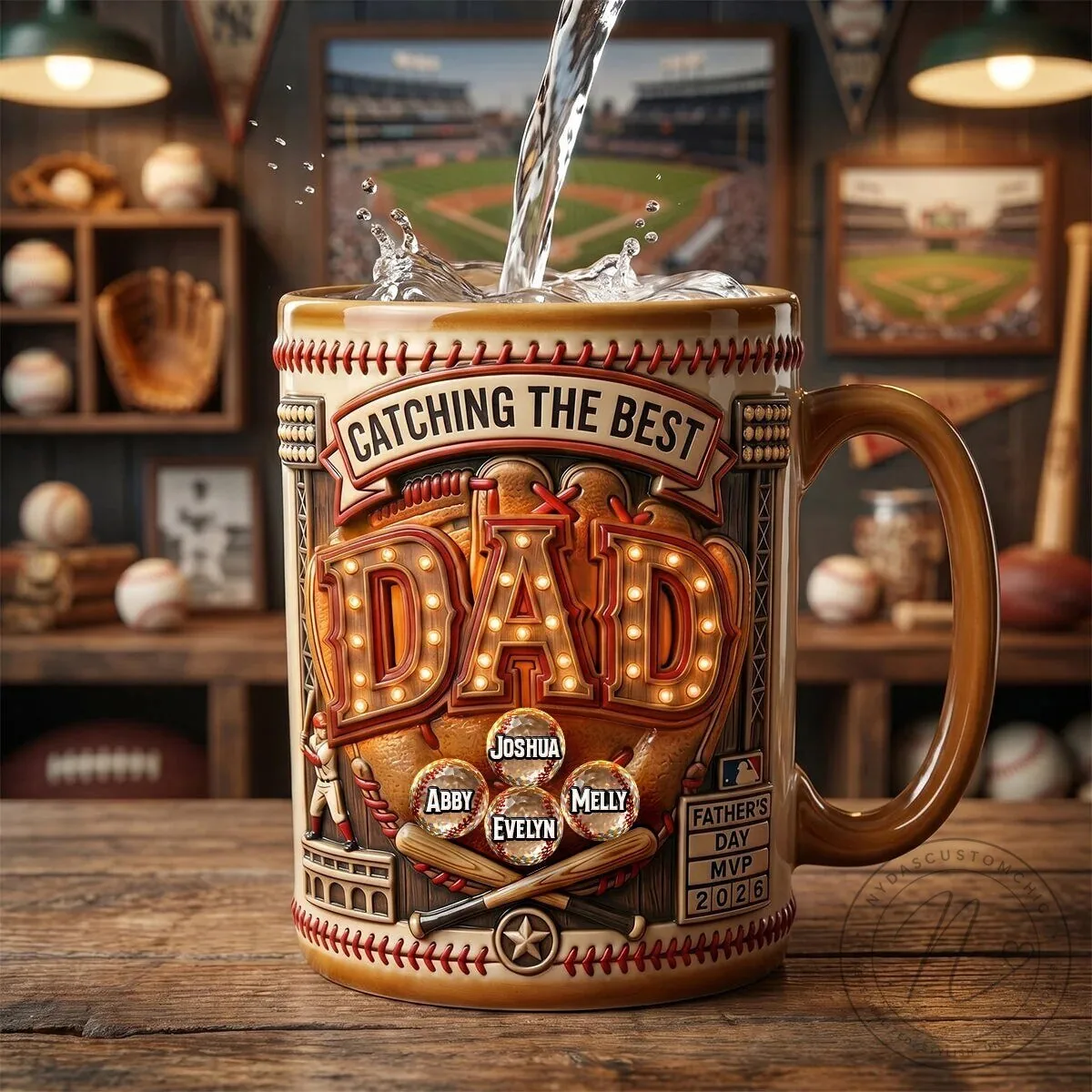 Catching The Best Dad Personalized Baseball Father's Day Coffee Mug