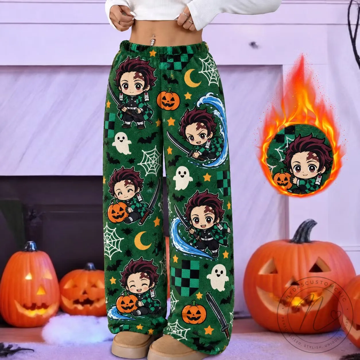 Demon Slayer Tanjiro Kamado Halloween Pajama Pants for Women