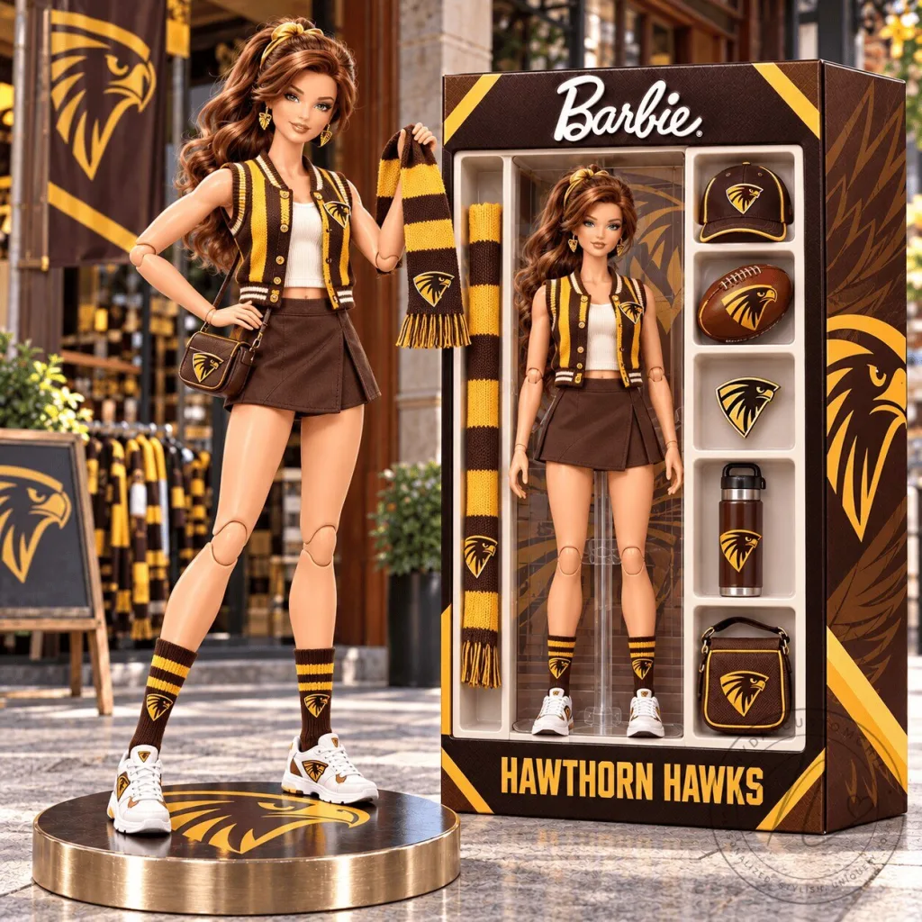 Hawthorn Hawks Barbie Doll Collectible Figure with Accessories Hawthorn Hawks Barbie Doll Collectible Figure with Accessories