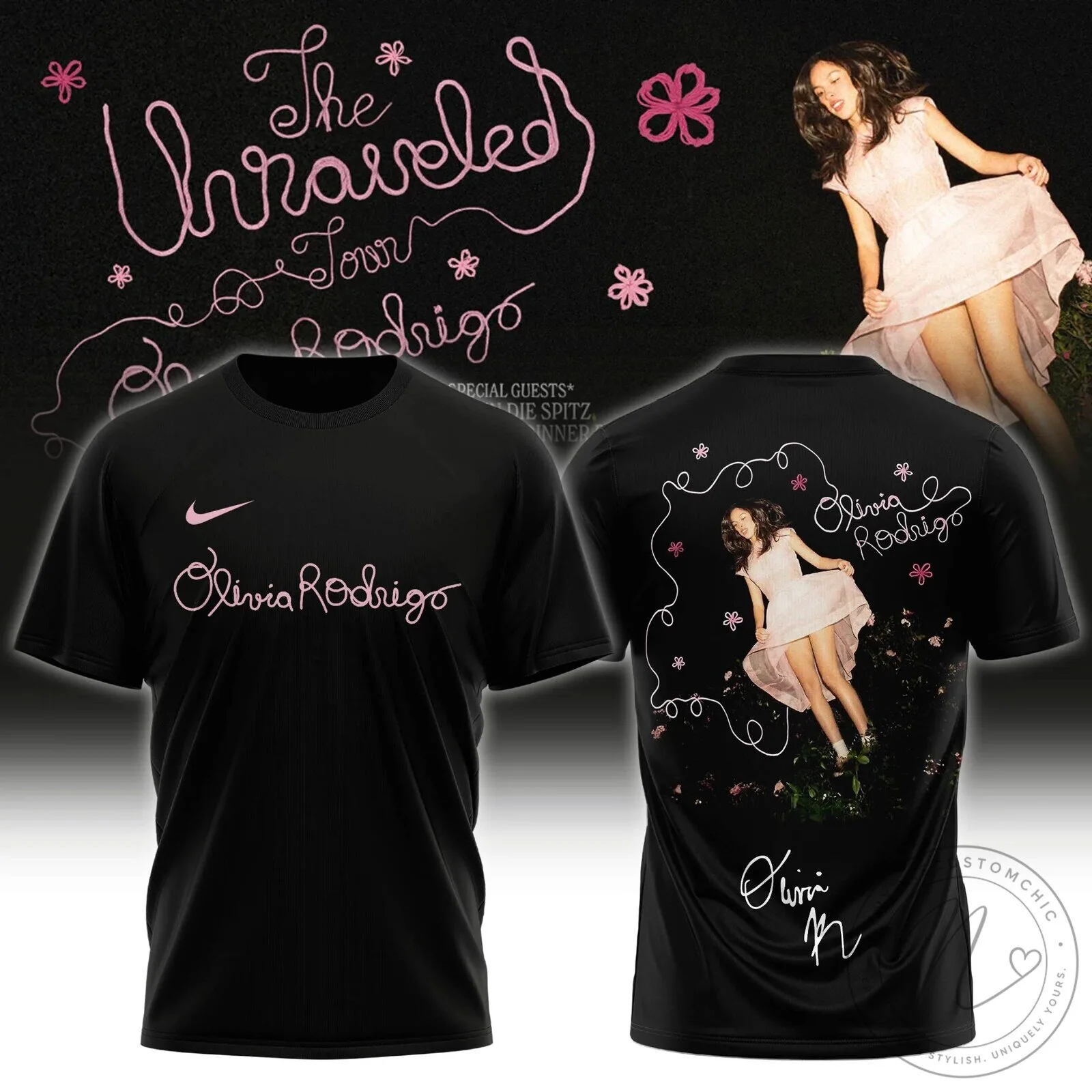Black Graphic T-Shirt for The Unraveled Tour by Olivia Rodrigo