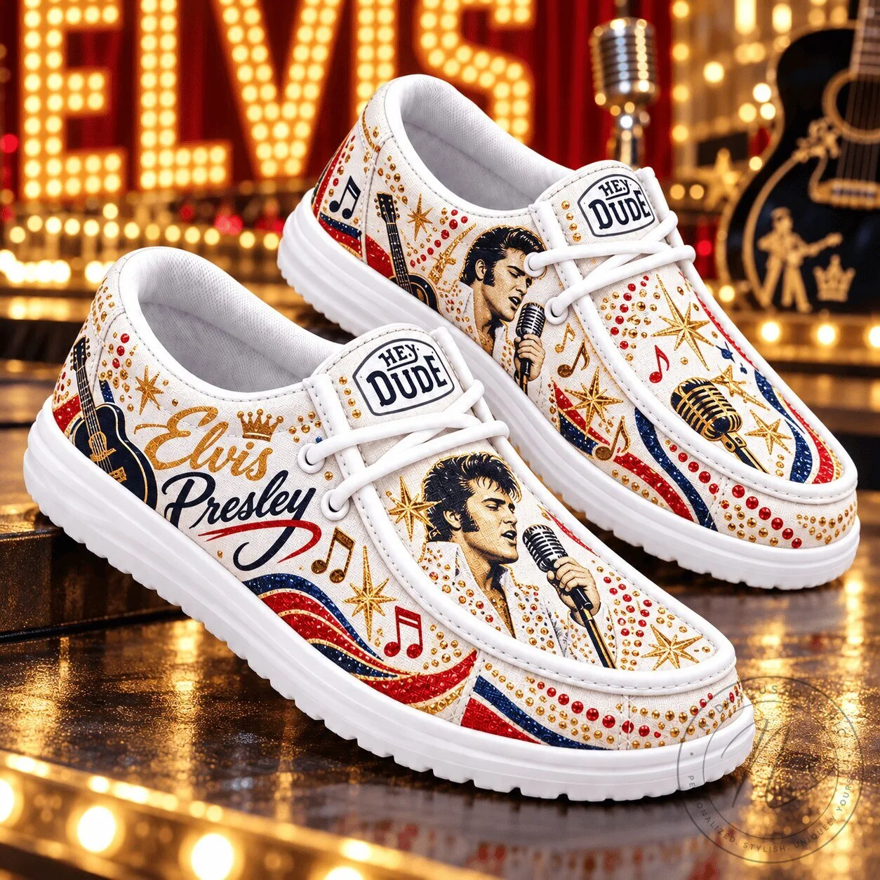 Elvis Presley Vegas Stage Legend Pattern Casual Loafer Shoes 1 Elvis Presley Vegas Stage Legend Pattern Casual Loafer Shoes
