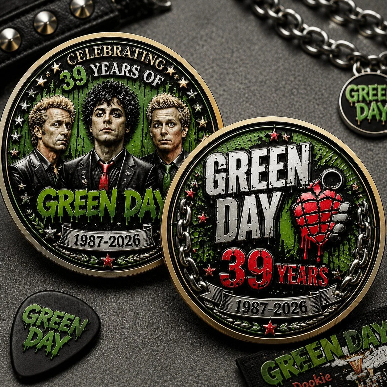 Green Day 39th Anniversary Commemorative Challenge Coin for Punk Rock Fans