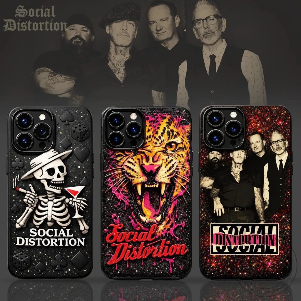 Social Distortion Band Photo Glitter Phone Case for Punk Rock Fans Social Distortion Band Photo Glitter Phone Case for Punk Rock Fans