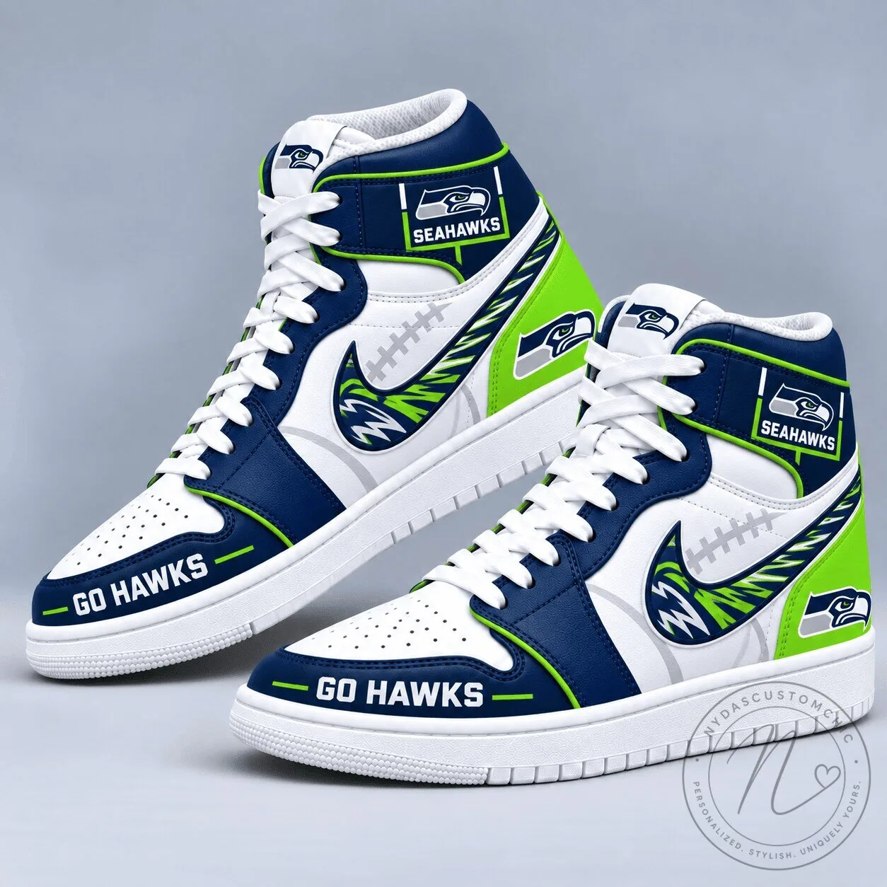 Seattle Seahawks Team Logo Pattern High Top Sneakers