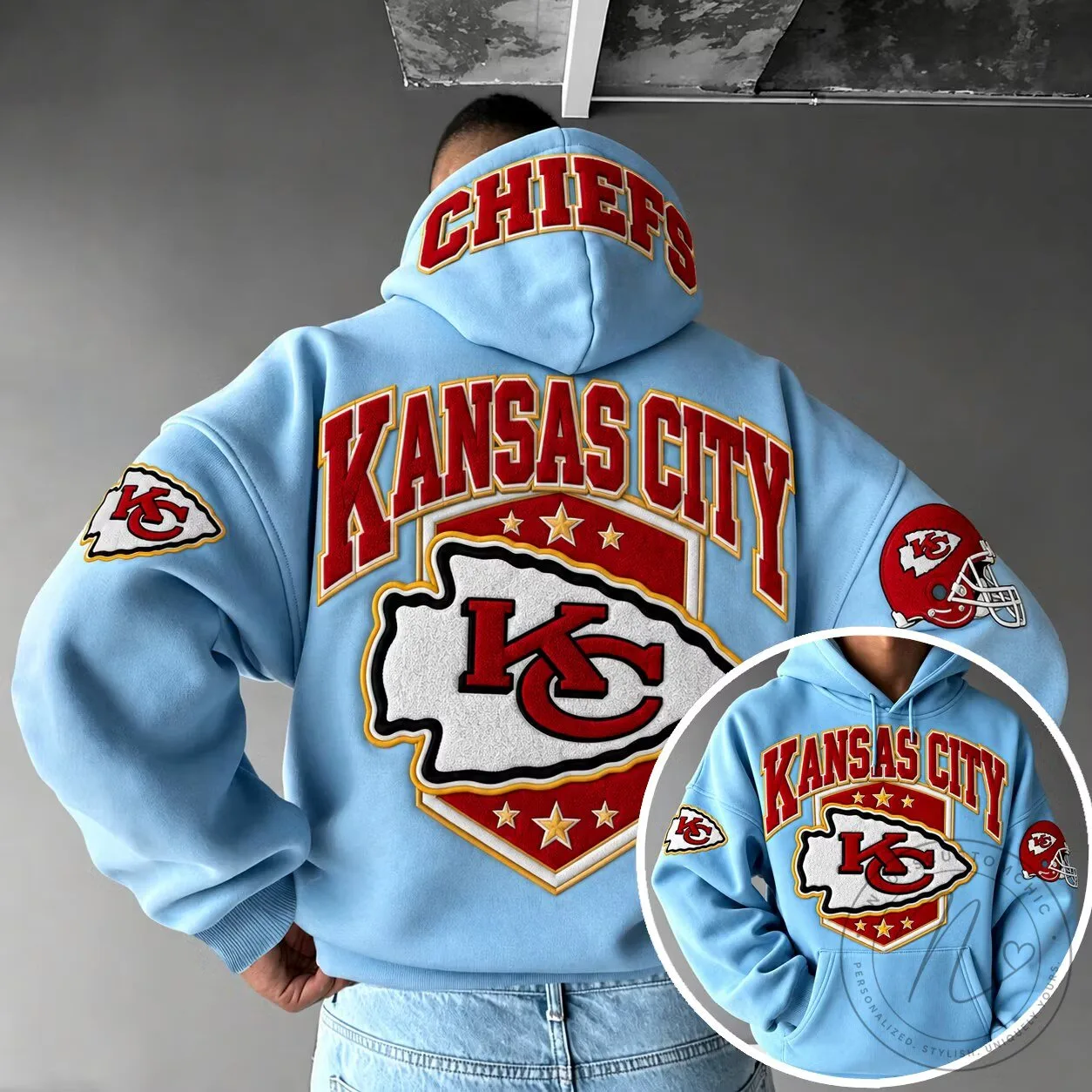 Kansas City Chiefs Football Team Light Blue Hoodie