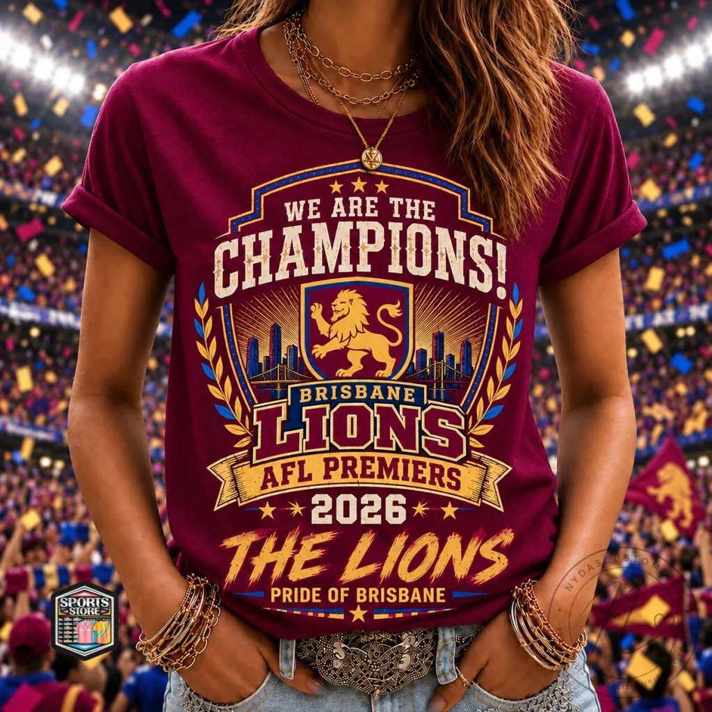 Brisbane Lions AFL Premiers 2026 Champions Maroon T-Shirt Brisbane Lions AFL Premiers 2026 Champions Maroon T-Shirt