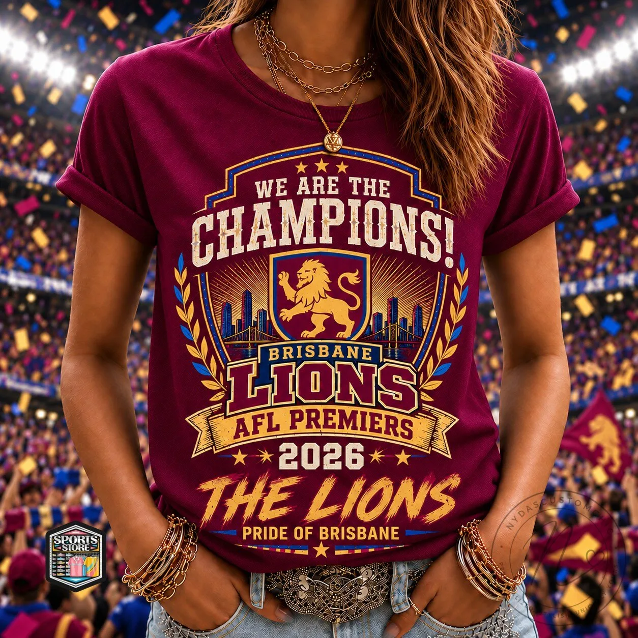 Brisbane Lions AFL Premiers 2026 Champions Maroon T-Shirt