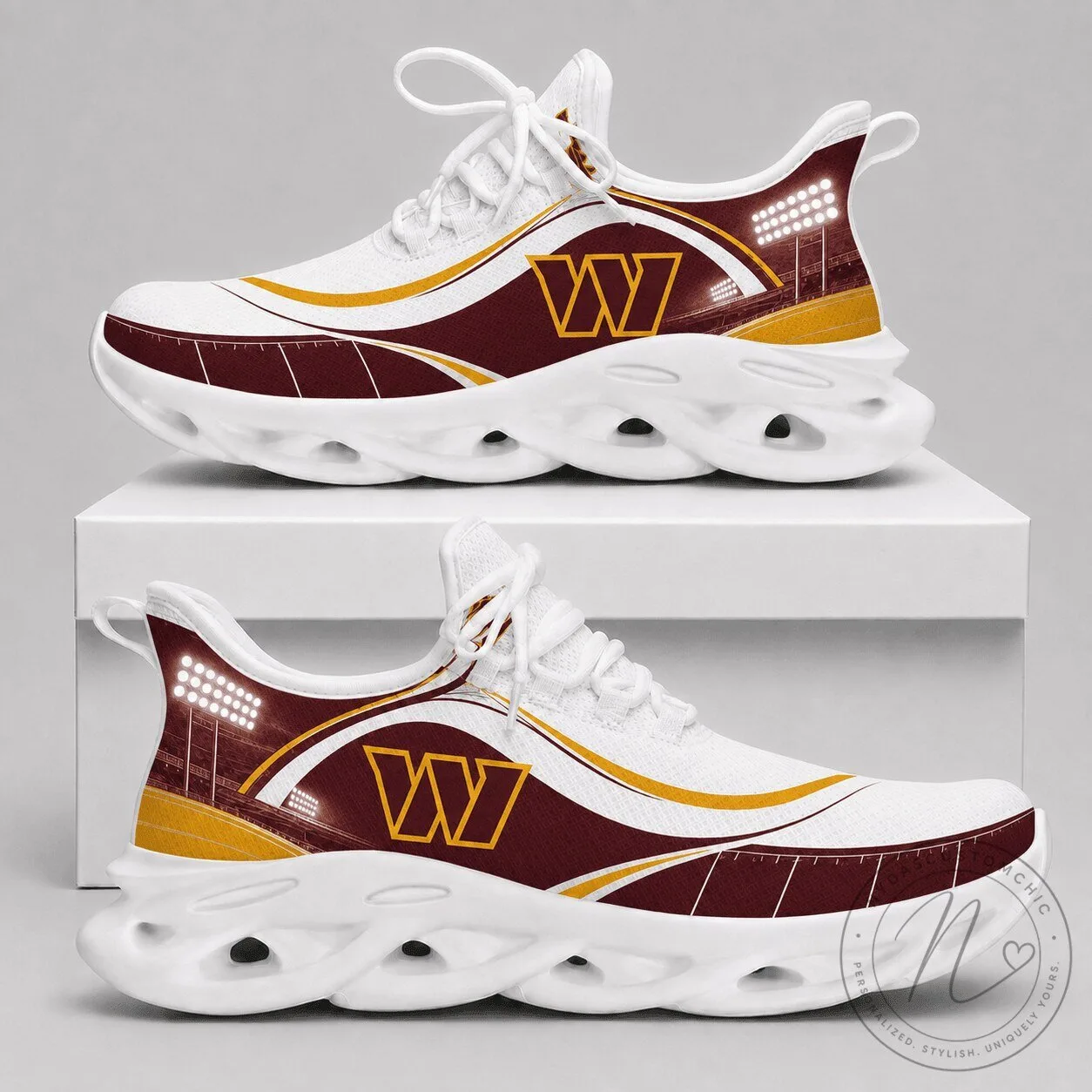 Washington Commanders Football Team Logo White Chunky Sneakers 2 Washington Commanders Football Team Logo White Chunky Sneakers