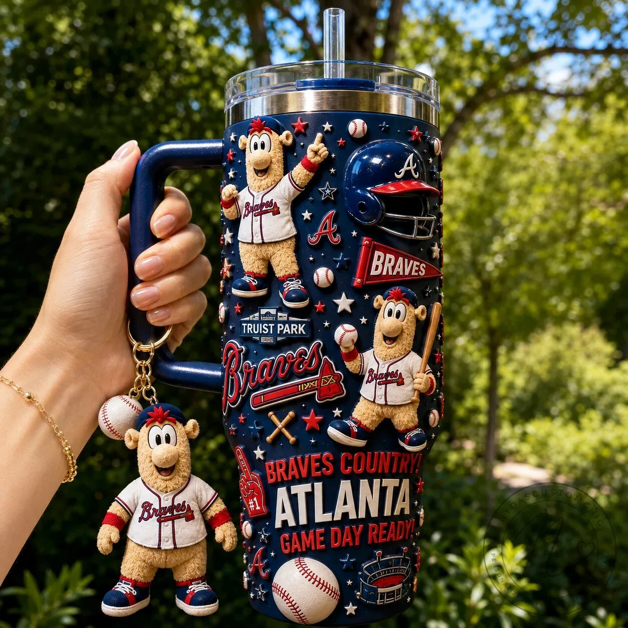 Atlanta Braves Baseball Team Mascot 40oz Stainless Steel Tumbler with Handle 8 Atlanta Braves Baseball Team Mascot 40oz Stainless Steel Tumbler with Handle