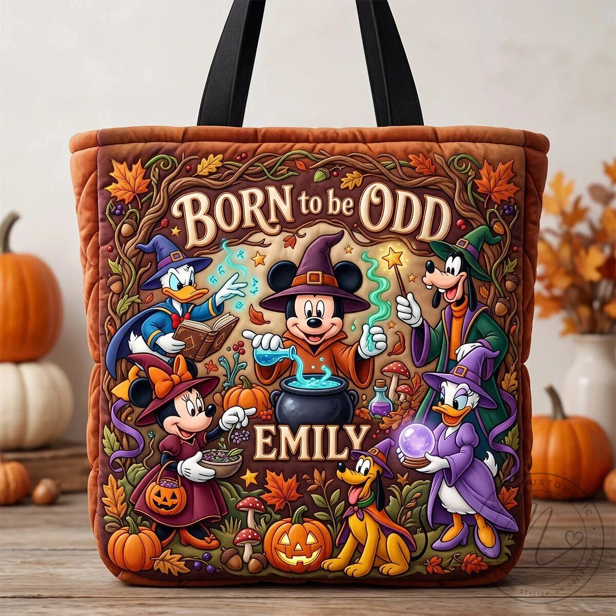 Disney Mickey Mouse Halloween Witch Donald Goofy Pluto Minnie Tote Bag