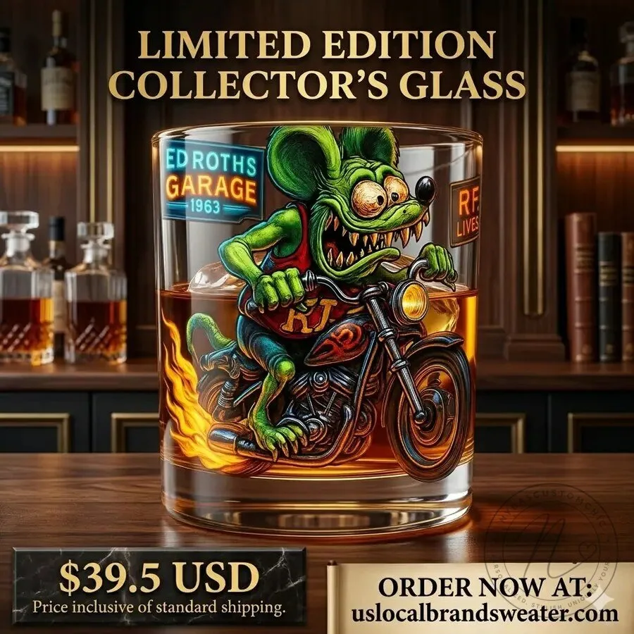 Rat Fink Ed Roth's Garage 63rd Anniversary Collector's Whiskey Glass