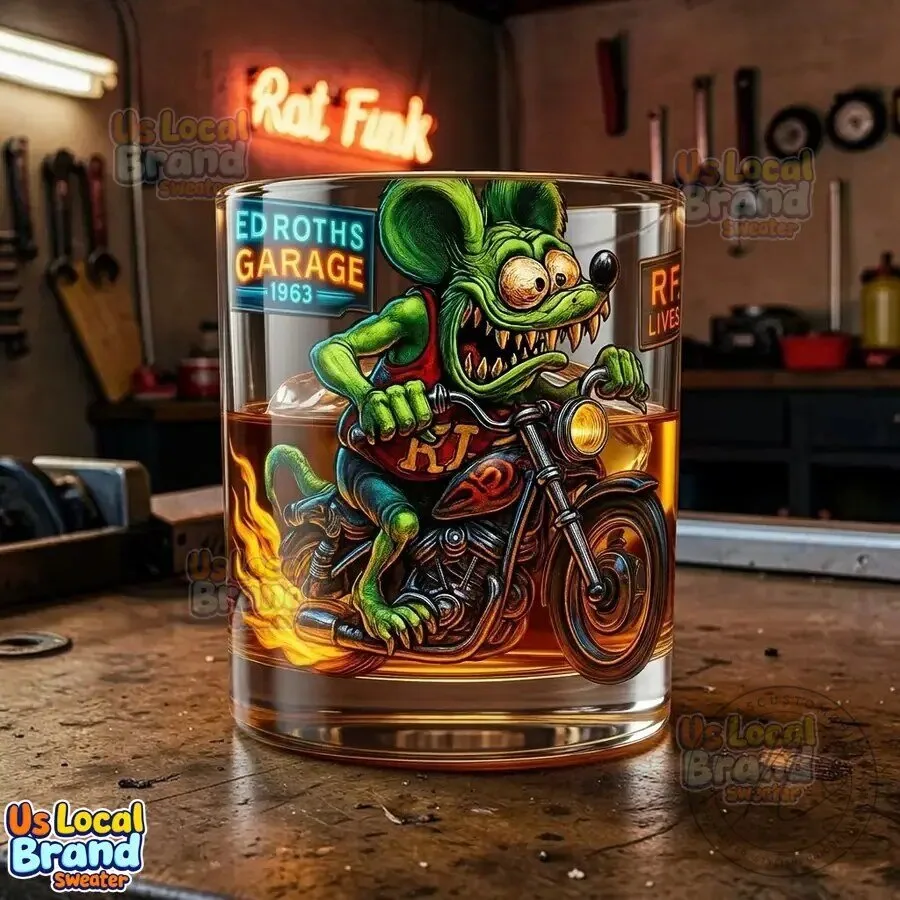 Rat Fink Ed Roth's Garage 63rd Anniversary Collector's Whiskey Glass