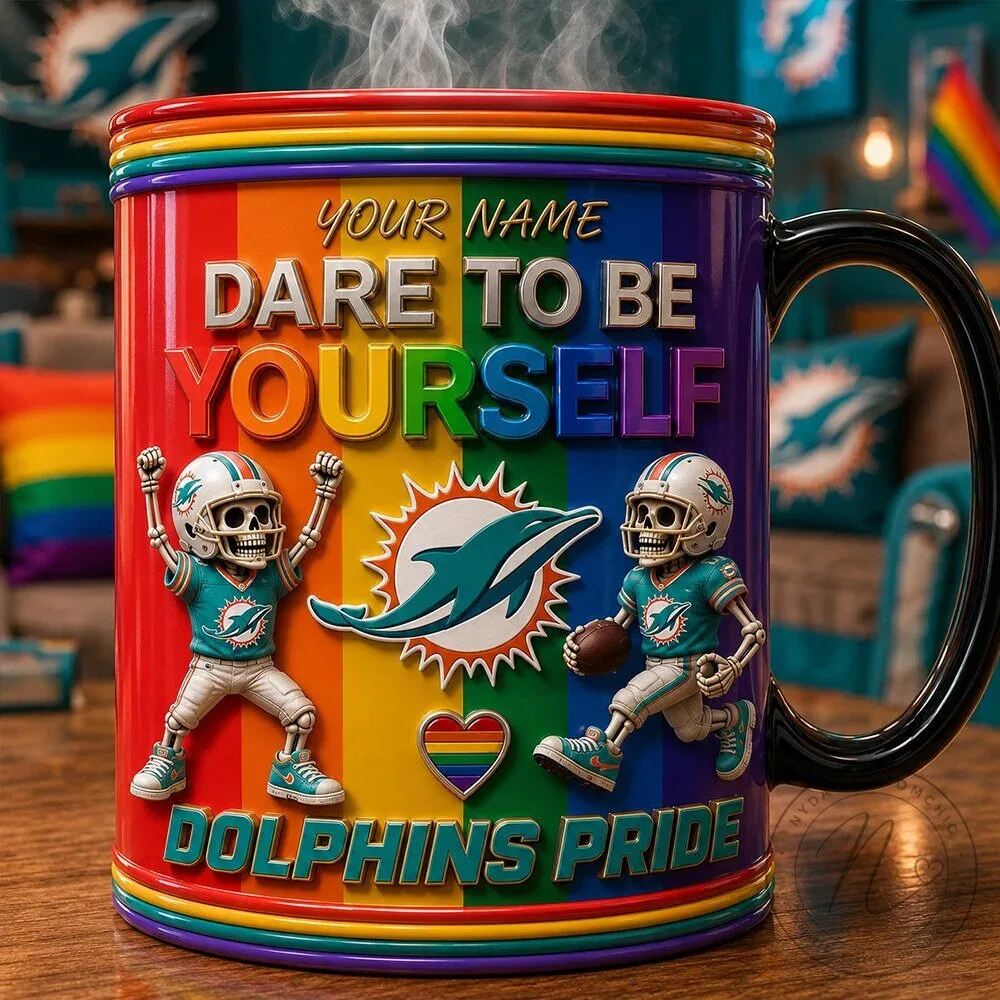 Miami Dolphins Pride Dare To Be Yourself Rainbow Ceramic Mug