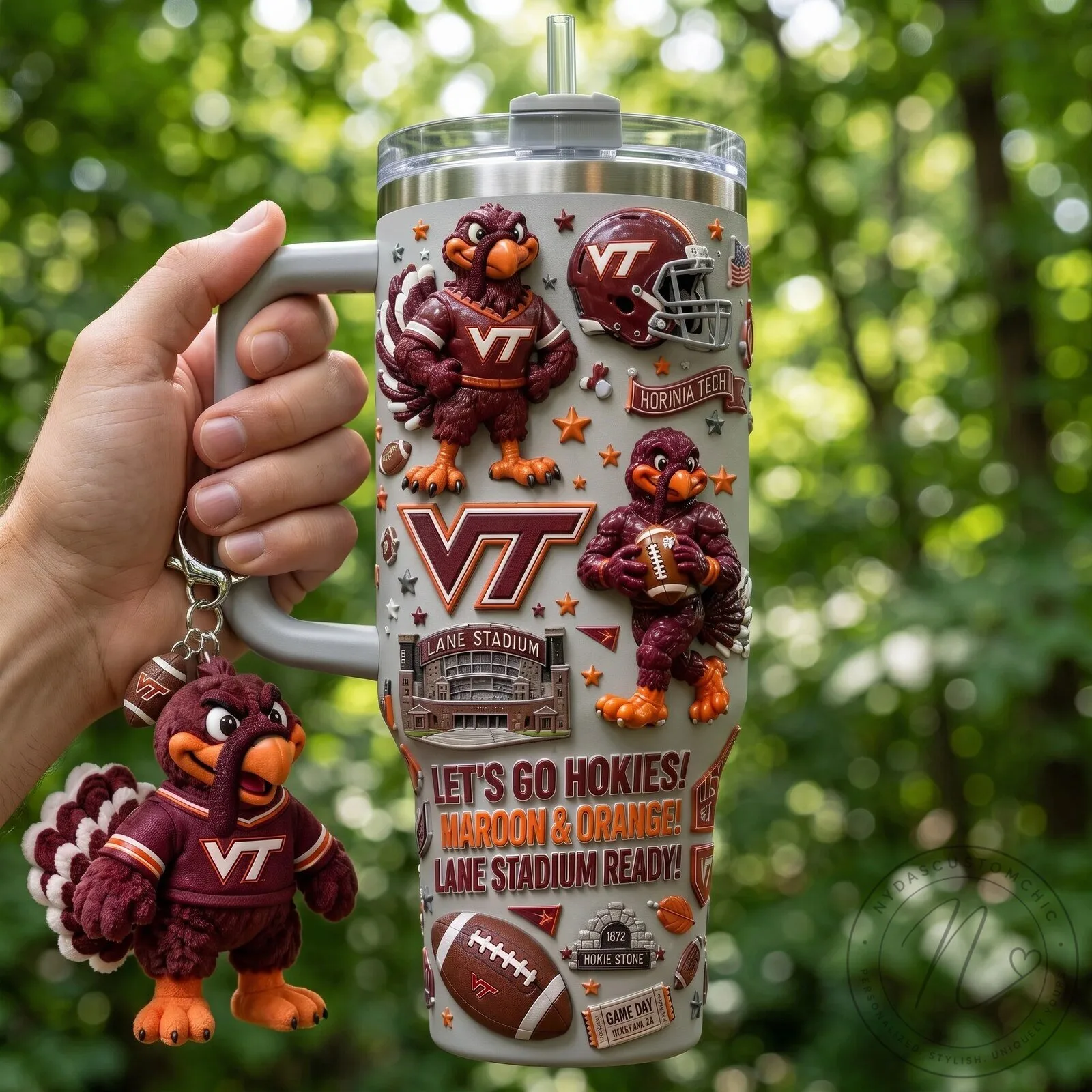 Virginia Tech Hokies Football Fan 40oz Stainless Steel Tumbler with Handle 8 Virginia Tech Hokies Football Fan 40oz Stainless Steel Tumbler with Handle