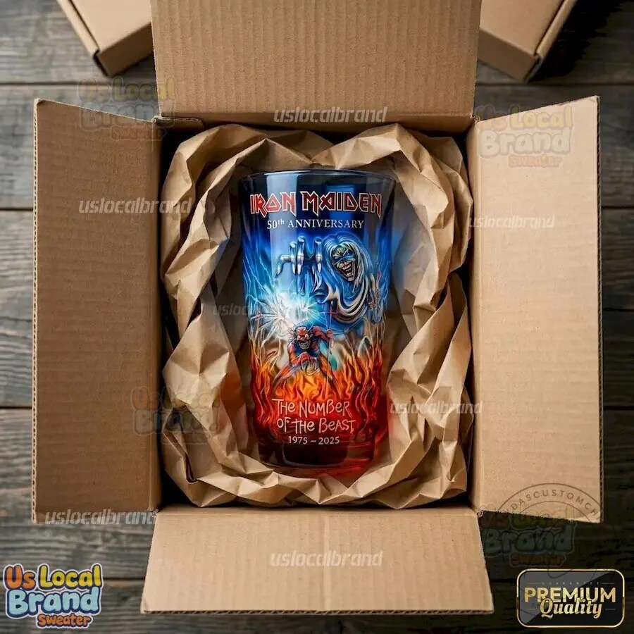 Iron Maiden 50th Anniversary The Number Of The Beast Drinking Glass