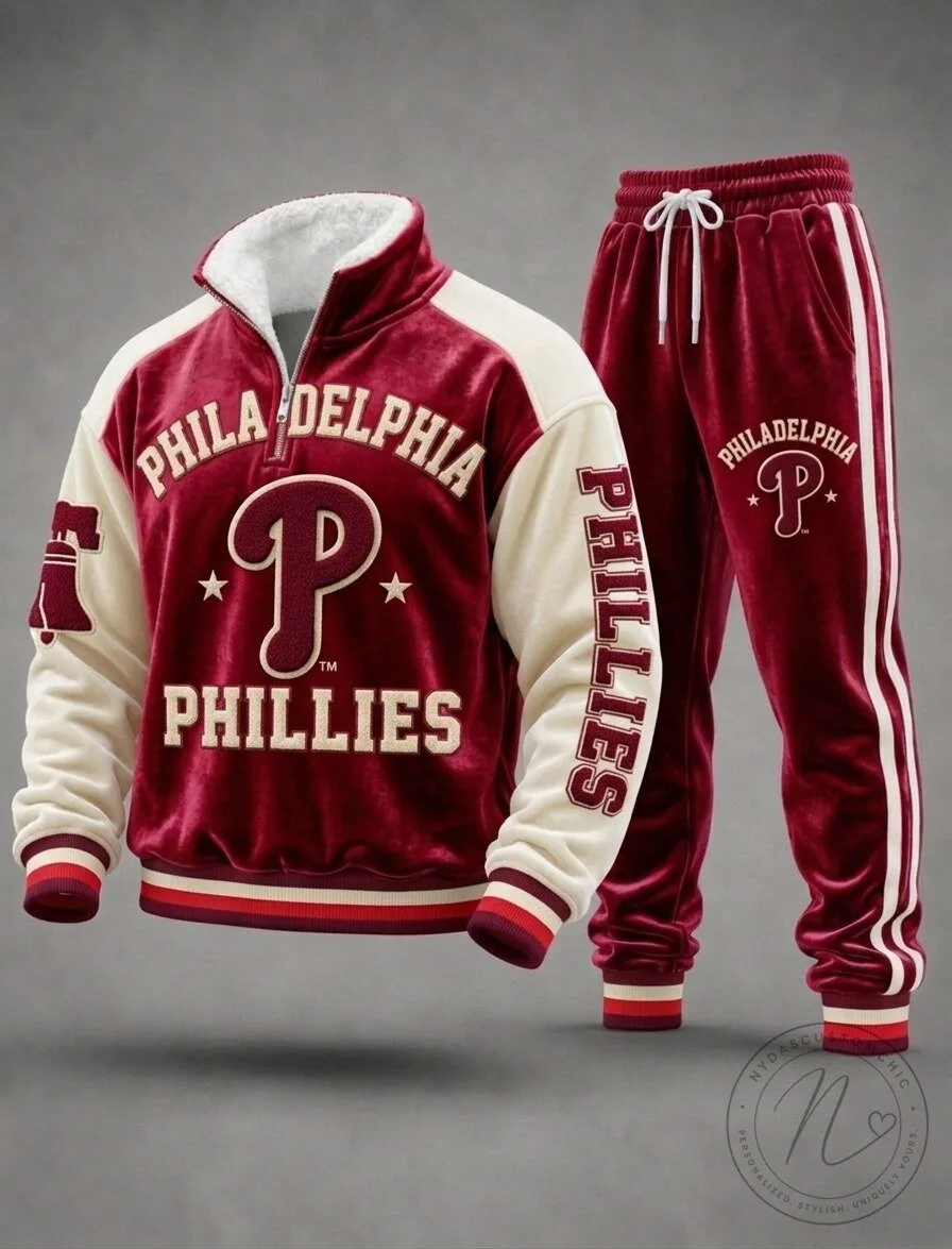 Philadelphia Phillies Burgundy Fleece Half-Zip Sweatshirt and Jogger Pants Set