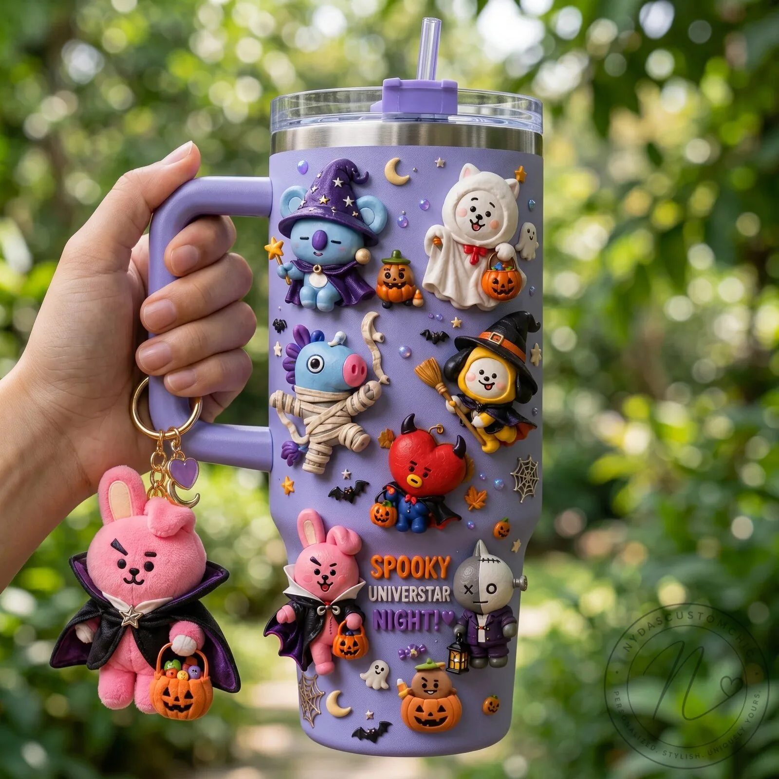 BT21 Halloween Spooky Night Purple Insulated Stainless Steel Tumbler with Handle 8 BT21 Halloween Spooky Night Purple Insulated Stainless Steel Tumbler with Handle
