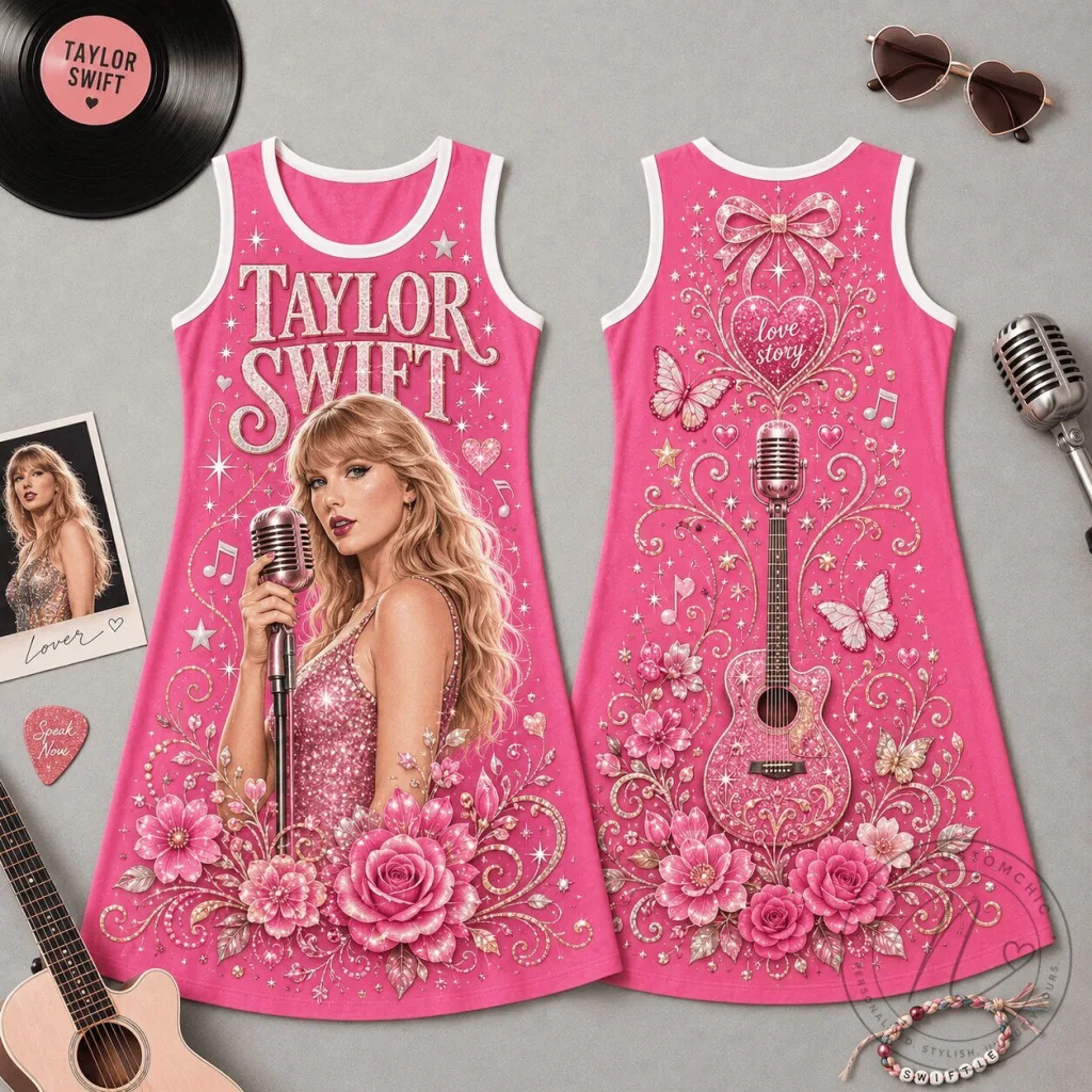 Taylor Swift Love Story Pink Floral Sleeveless Dress for Women 41 Taylor Swift Love Story Pink Floral Sleeveless Dress for Women
