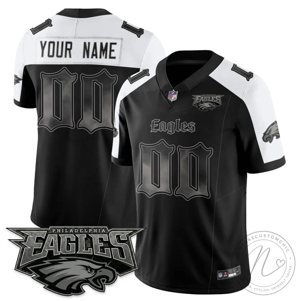 Philly Eagles Black Gothic Custom Football Jersey Philly Eagles Black Gothic Custom Football Jersey