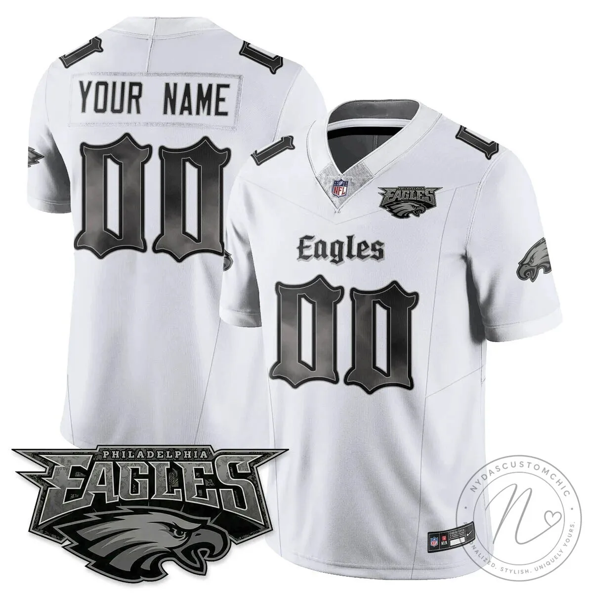 Philly Eagles Black Gothic Custom Football Jersey 9 Philly Eagles Black Gothic Custom Football Jersey