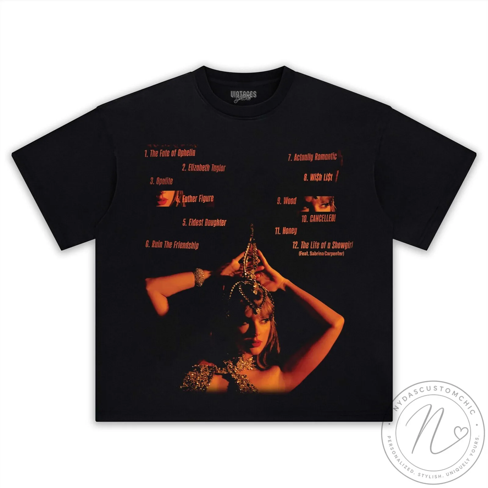 Taylor Swift The Life of a Showgirl Album Tracklist Black T-Shirt 5 Taylor Swift The Life of a Showgirl Album Tracklist Black T-Shirt
