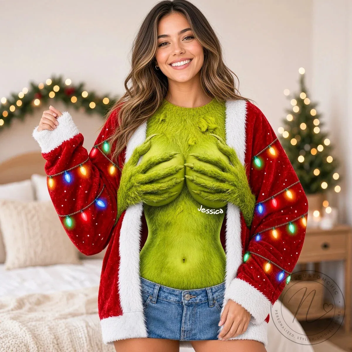 Funny Grinch Hands Christmas Lights Holiday Ugly Sweater Sweatshirt 8 Funny Grinch Hands Christmas Lights Holiday Ugly Sweater Sweatshirt