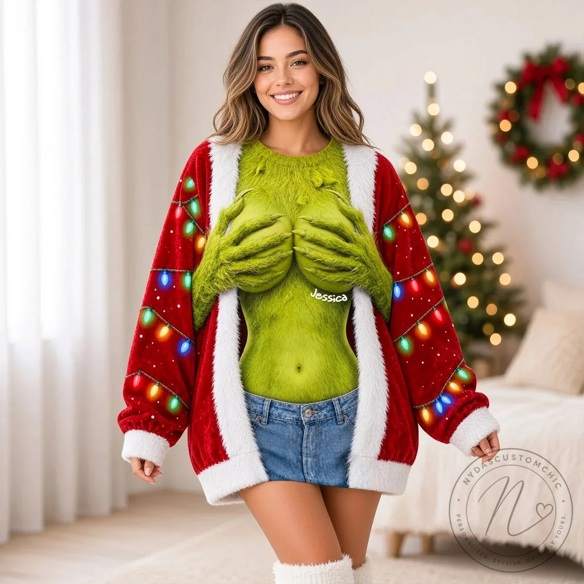 Funny Grinch Hands Christmas Lights Holiday Ugly Sweater Sweatshirt 9 Funny Grinch Hands Christmas Lights Holiday Ugly Sweater Sweatshirt