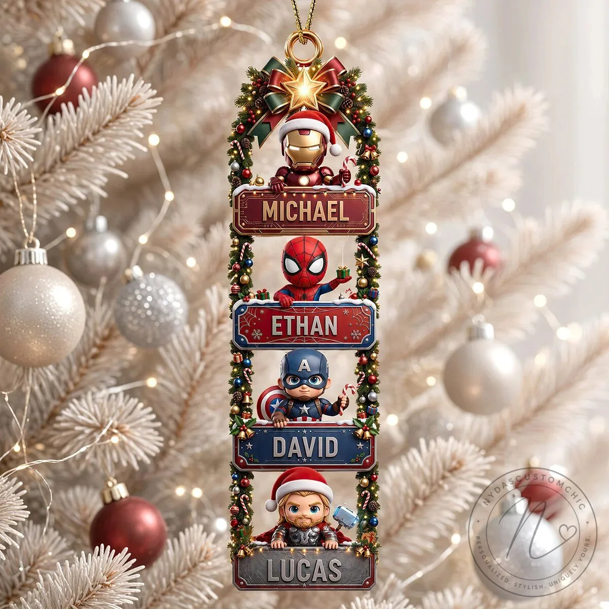 Marvel Avengers Superheroes Personalized Christmas Tree Ornament 9 Marvel Avengers Superheroes Personalized Christmas Tree Ornament