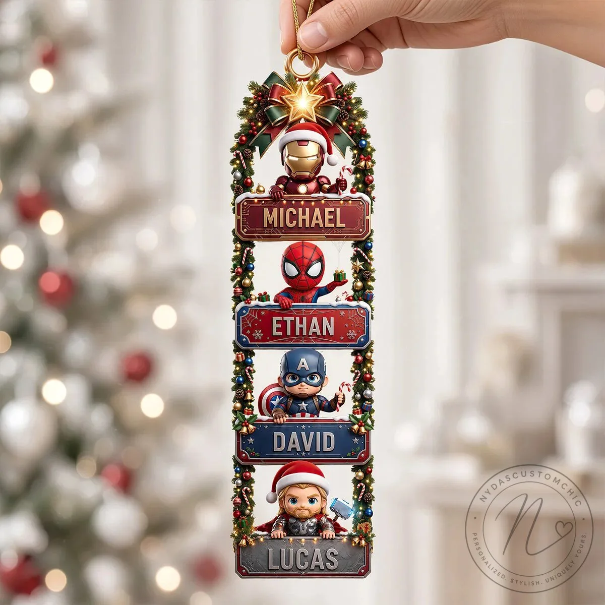 Marvel Avengers Superheroes Personalized Christmas Tree Ornament 11 Marvel Avengers Superheroes Personalized Christmas Tree Ornament