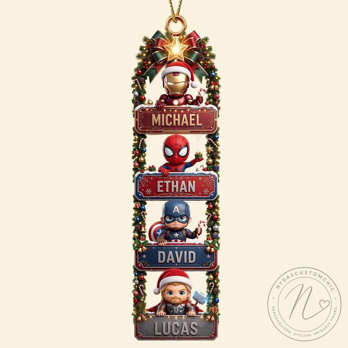 Marvel Avengers Superheroes Personalized Christmas Tree Ornament 13 Marvel Avengers Superheroes Personalized Christmas Tree Ornament