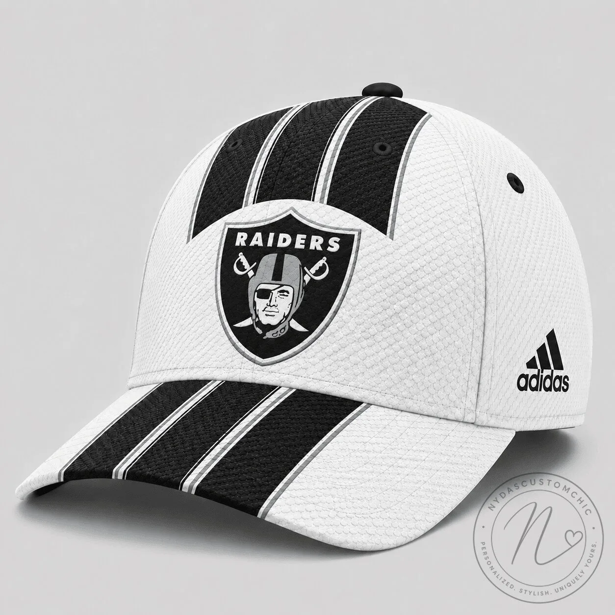 Las Vegas Raiders NFL Football Team White Black Triple Stripe Classic Cap Hat 1 Las Vegas Raiders NFL Football Team White Black Triple Stripe Classic Cap Hat